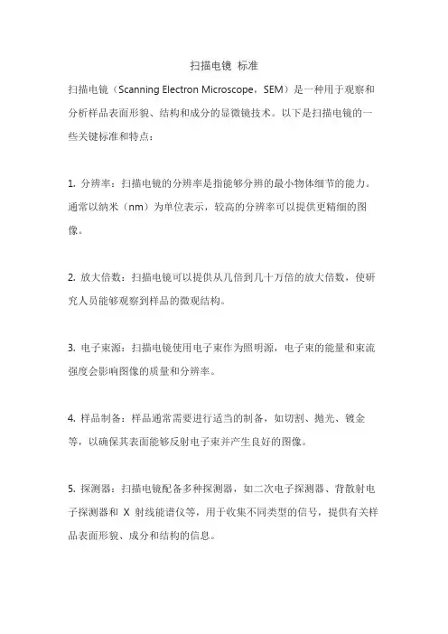 扫描电镜 标准