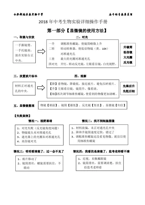 中考生物实验详细操作手册