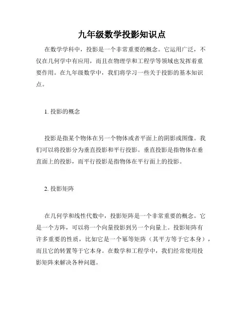 九年级数学投影知识点