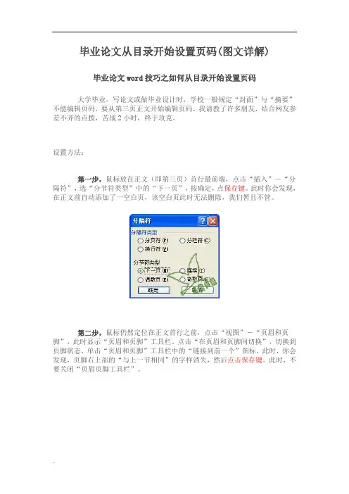 毕业论文从目录开始设置页码(图文详解)