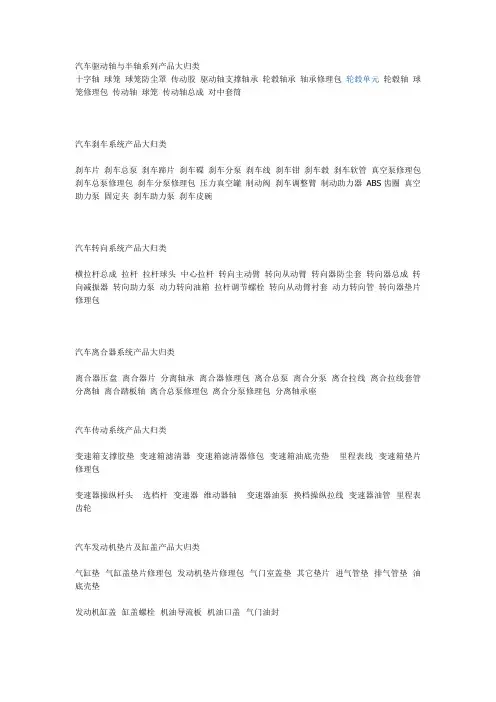 汽车配件目录大全