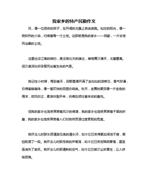 我家乡的特产民勤作文
