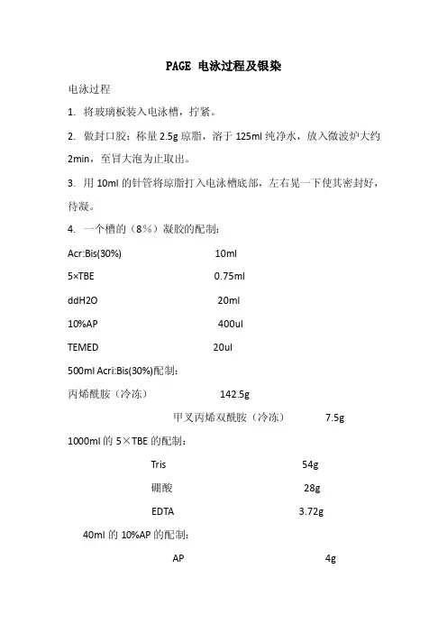 PAGE电泳过程及银染