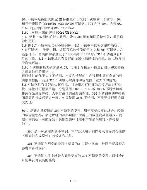 不锈钢型号分类介绍要点