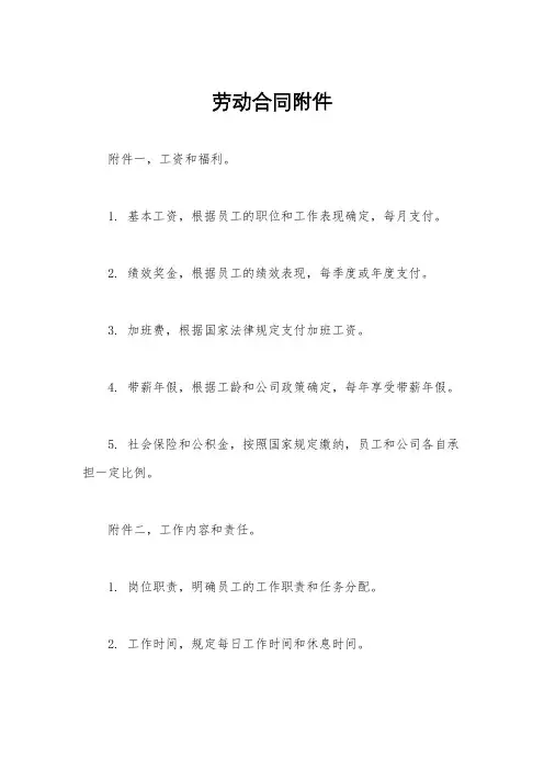 劳动合同附件