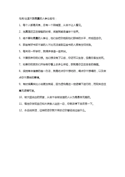 不和愚蠢的人争论的名言