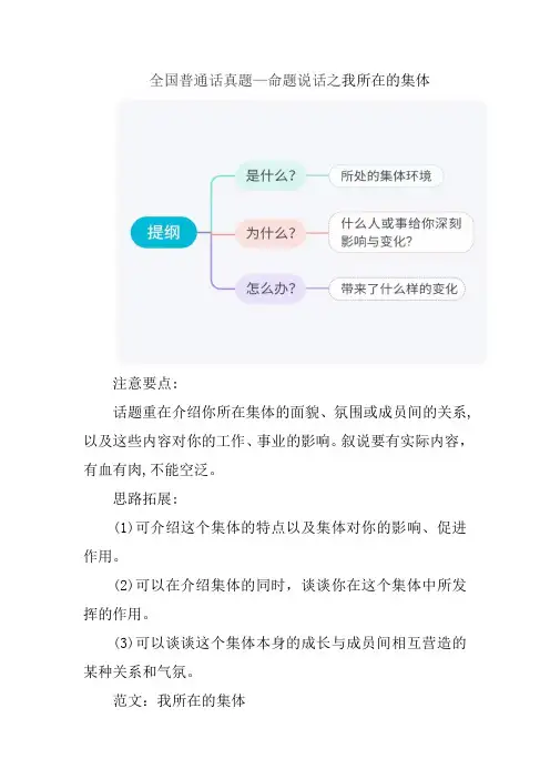 全国普通话测试—命题说话之我所在的集体