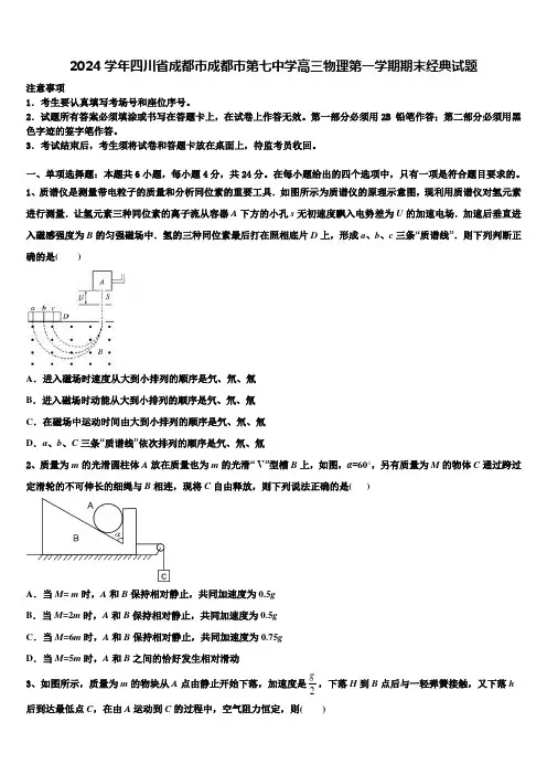2024学年四川省成都市成都市第七中学高三物理第一学期期末经典试题含解析