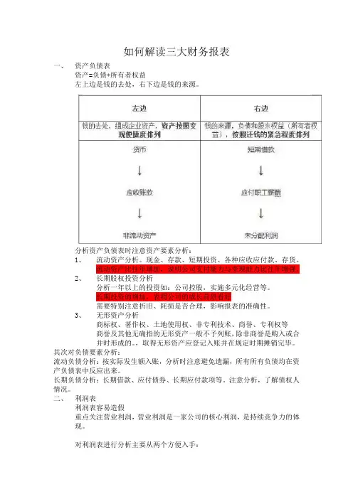 如何解读三大财务报表