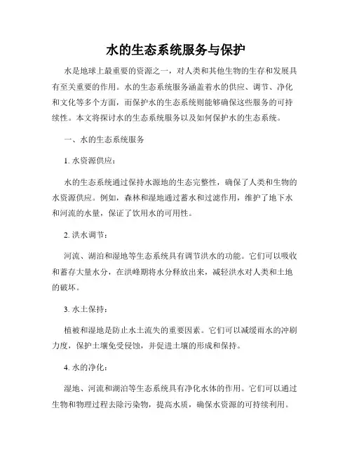 水的生态系统服务与保护