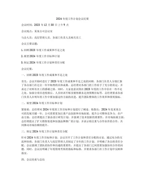 2024年度工作计划会议纪要