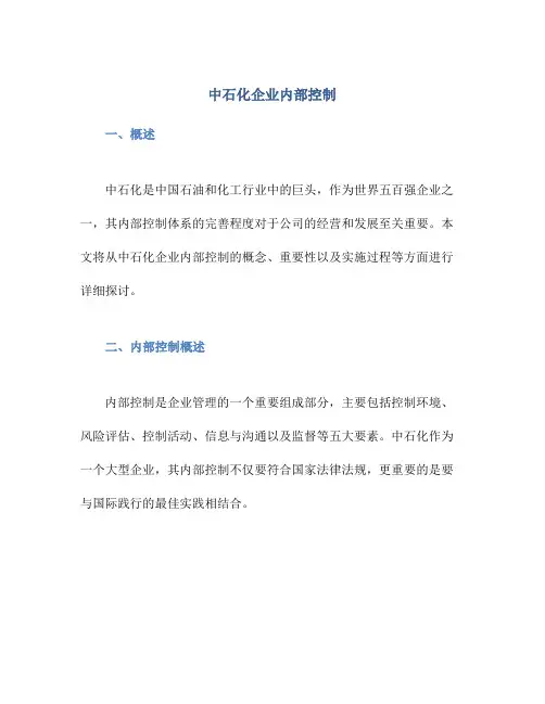 中石化企业内部控制