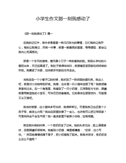 小学生作文那一刻我感动了
