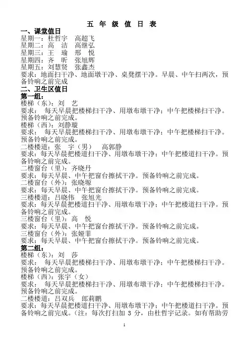 值日表