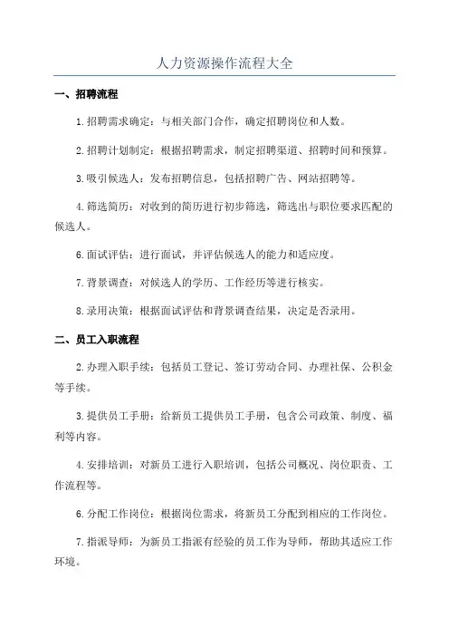 人力资源操作流程大全