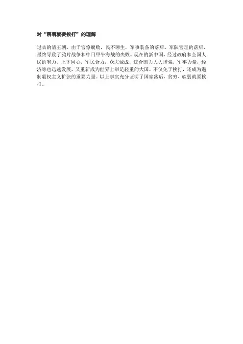 对落后就要挨打的理解