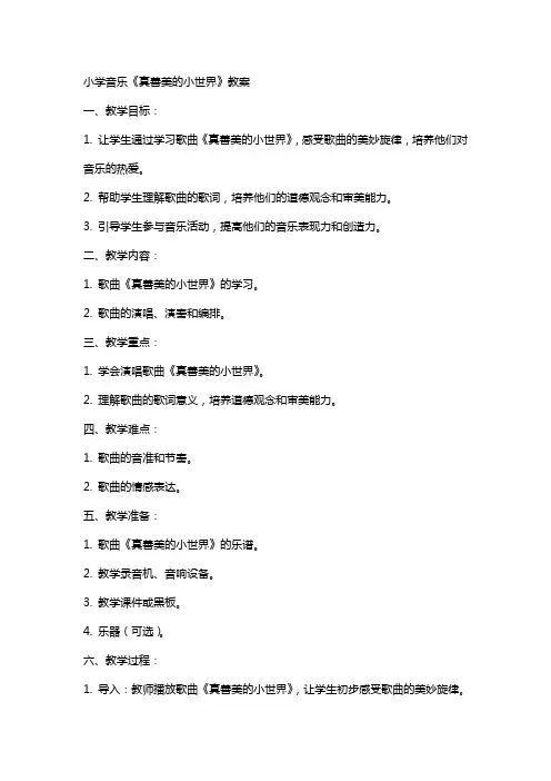 小学音乐《真善美的小世界》教案