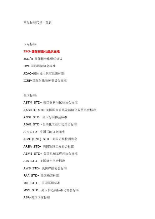 常见标准代号一览表