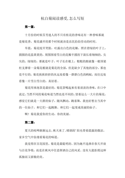 杭白菊阅读感受,怎么写短