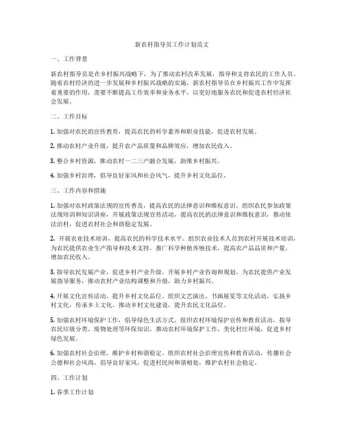 新农村指导员工作计划范文