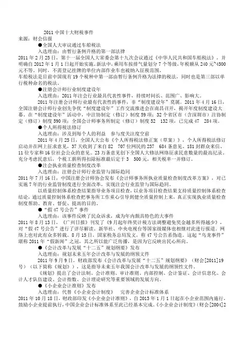 2011中国十大财税事件