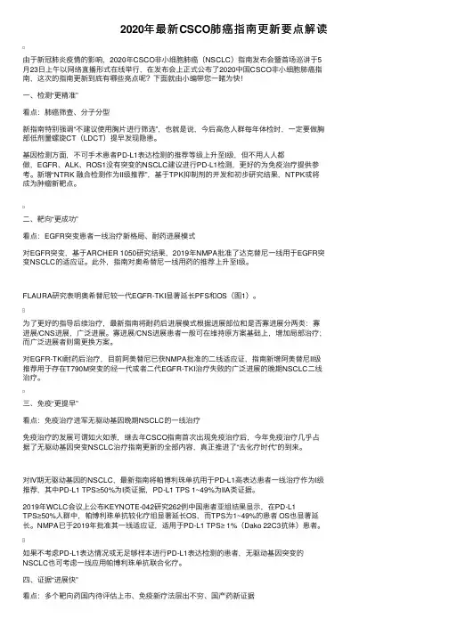 2020年最新CSCO肺癌指南更新要点解读