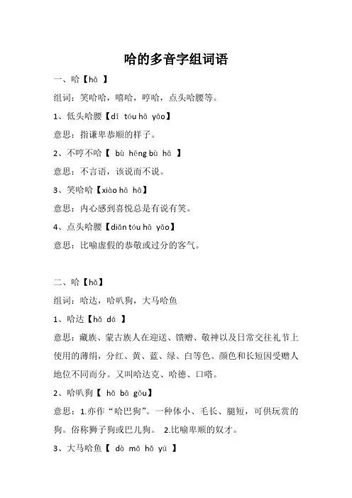 哈的多音字组词语