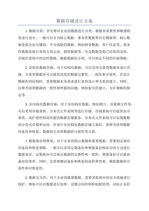 数据存储设计方案