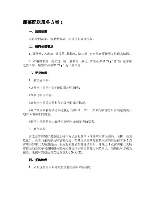 蔬菜配送服务方案1