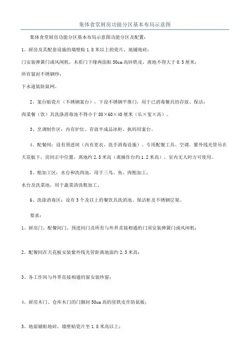 集体食堂厨房功能分区基本布局示意图