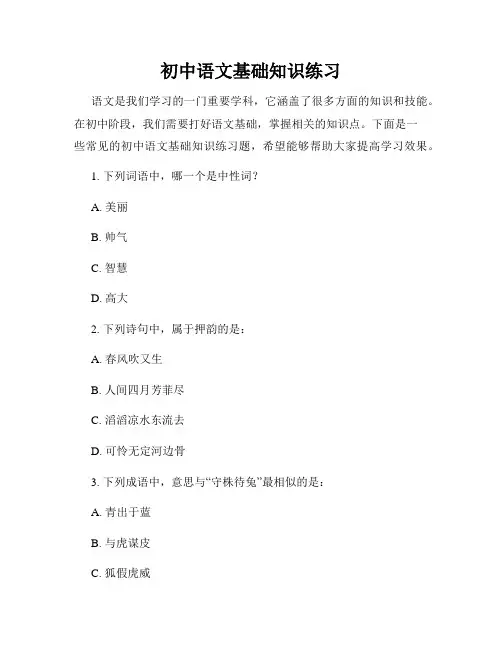 初中语文基础知识练习