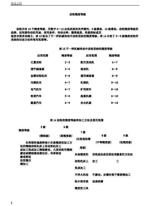 齿轮精度等级