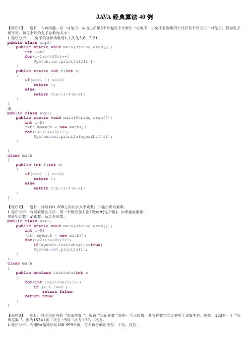 JAVA经典算法案例(42个)
