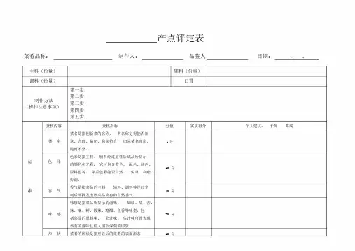 (完整版)菜品评定打分表