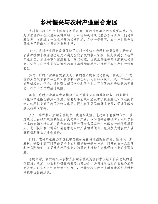 乡村振兴与农村产业融合发展