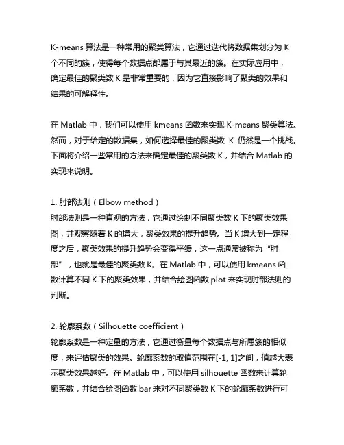 kmeans matlab 最佳聚类数