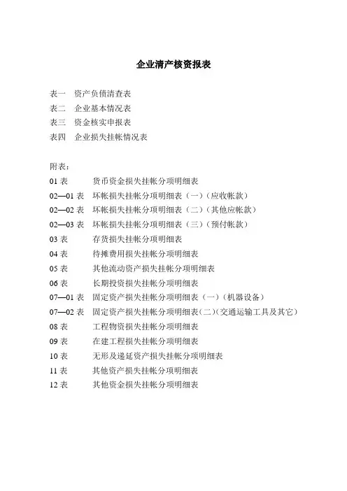 企业清产核资报表 - 武汉大学