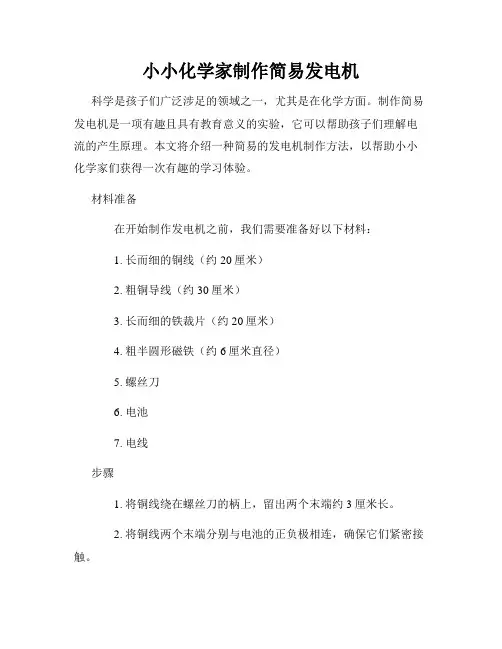 小小化学家制作简易发电机