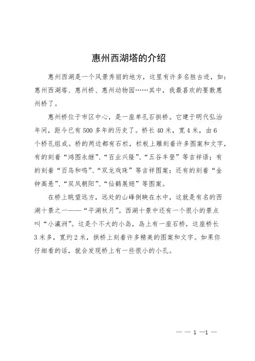 惠州西湖塔的介绍