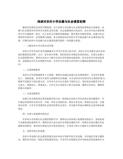 浅谈对农村小学品德与社会课堂初探