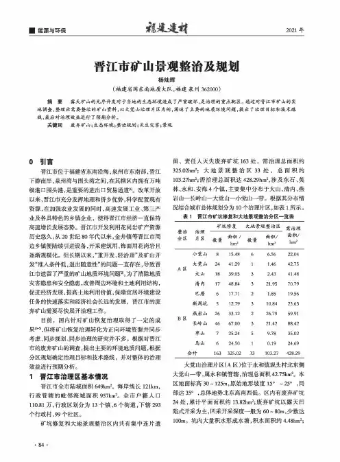 晋江市矿山景观整治及规划