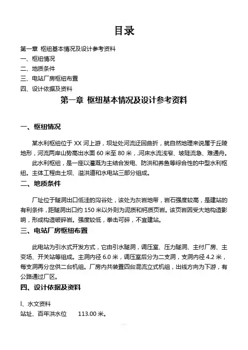 水电站设计说明书