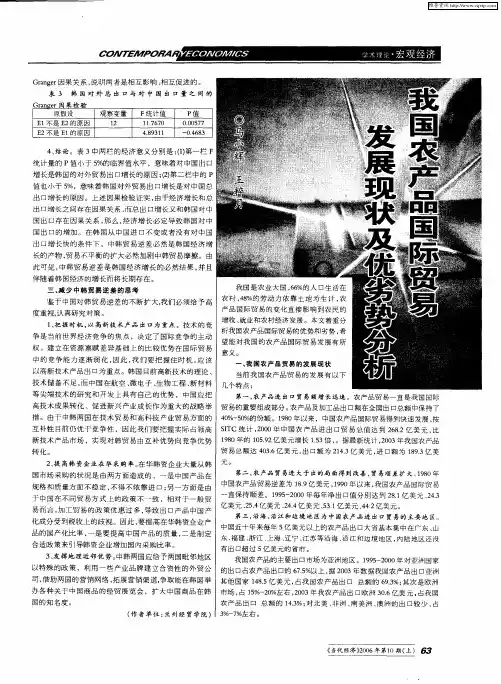 我国农产品国际贸易发展现状及优劣势分析