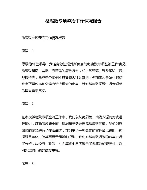 微腐败专项整治工作情况报告