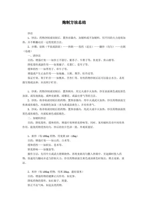 炮制方法总结