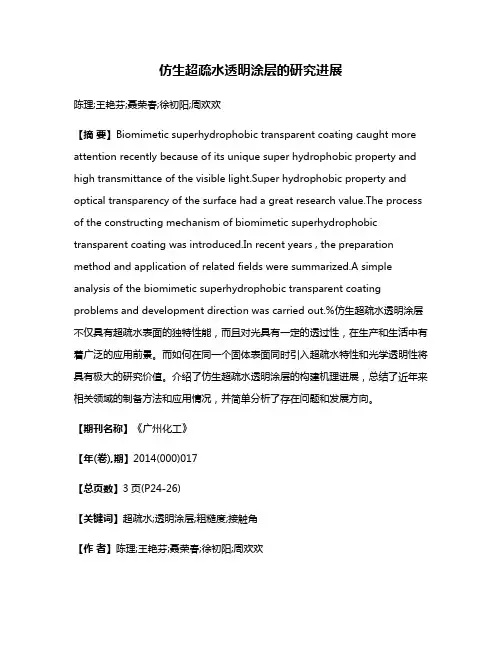 仿生超疏水透明涂层的研究进展