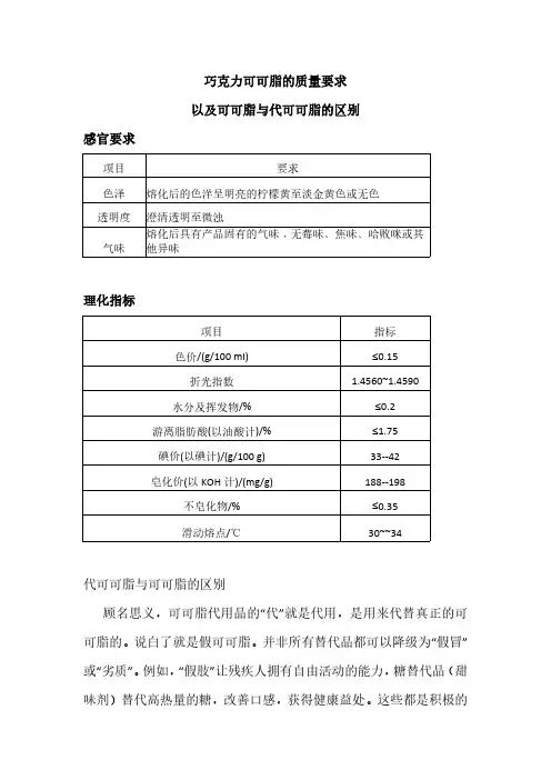 巧克力可可脂的质量要求以及可可脂与代可可脂的区别