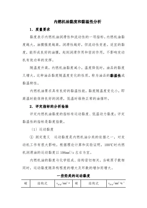 工业分析技术专业《内燃机油黏度和黏温性分析》