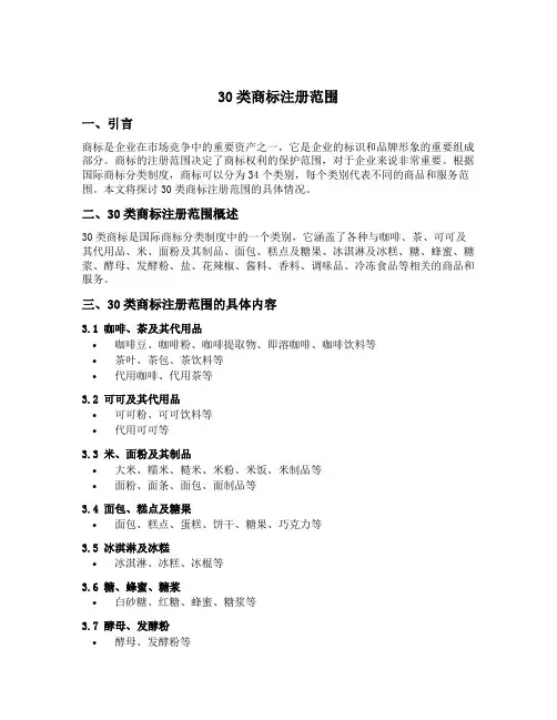 30类商标注册范围