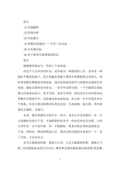 最新财务个人职业生涯愿景规划三篇
